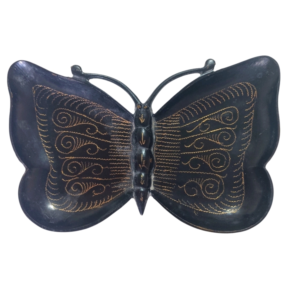 Black Butterfly Decorative Plate 5" x 8"‎ Jewelry Container